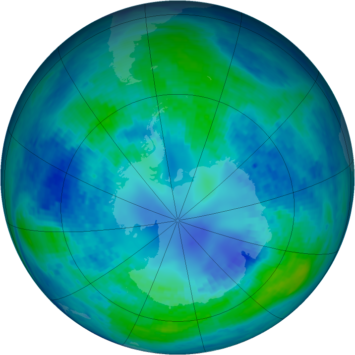 Antarctic ozone map for 18 April 1994